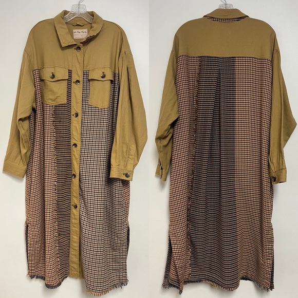 We The FREE PEOPLE Medium Bentley Ombre Shirt Jacket Overcoat Houndstooth Plaid - Picture 10 of 12